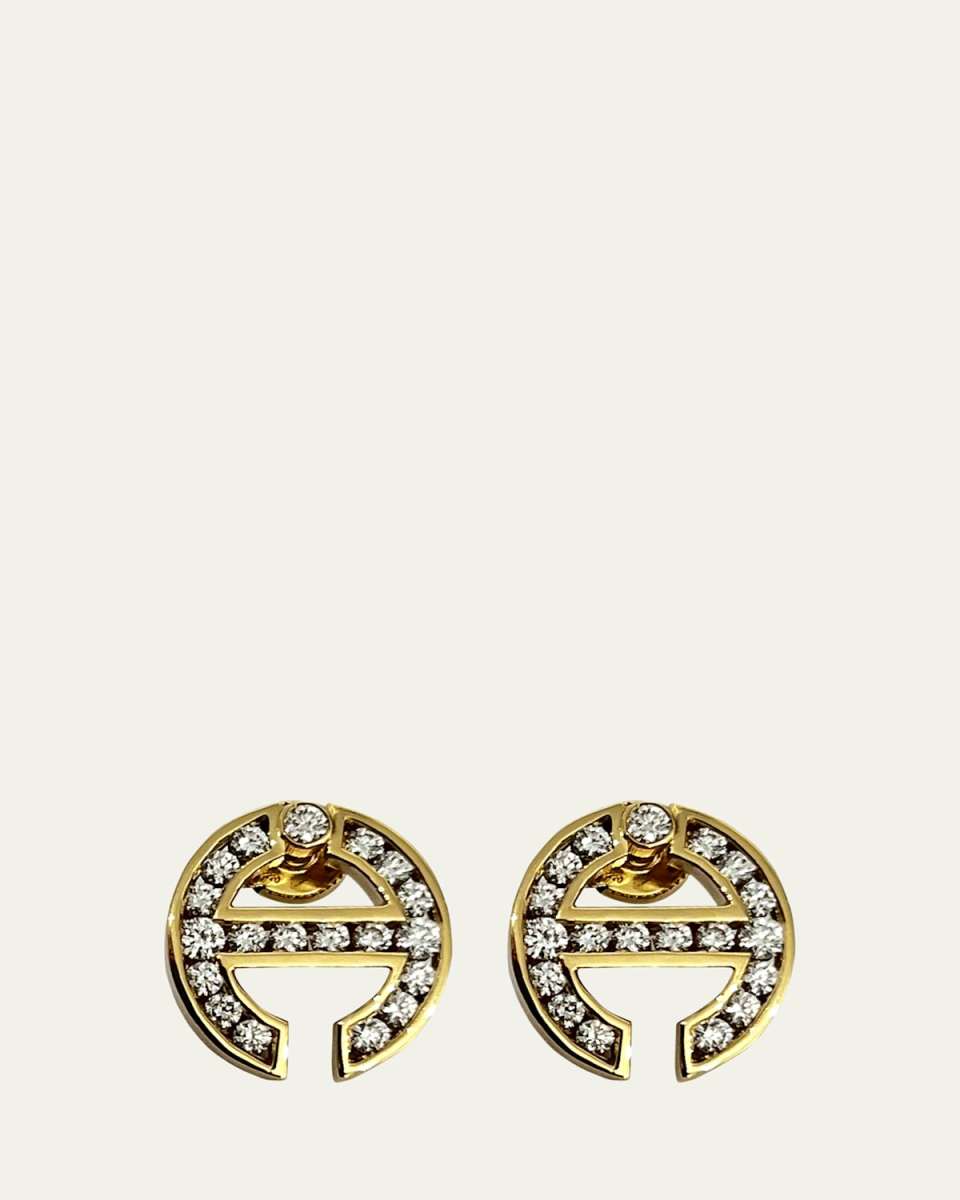 18K Yellow Gold MMV Channel Set White Diamond Earrings